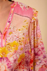 Reese Linen Blouse Print - Pink