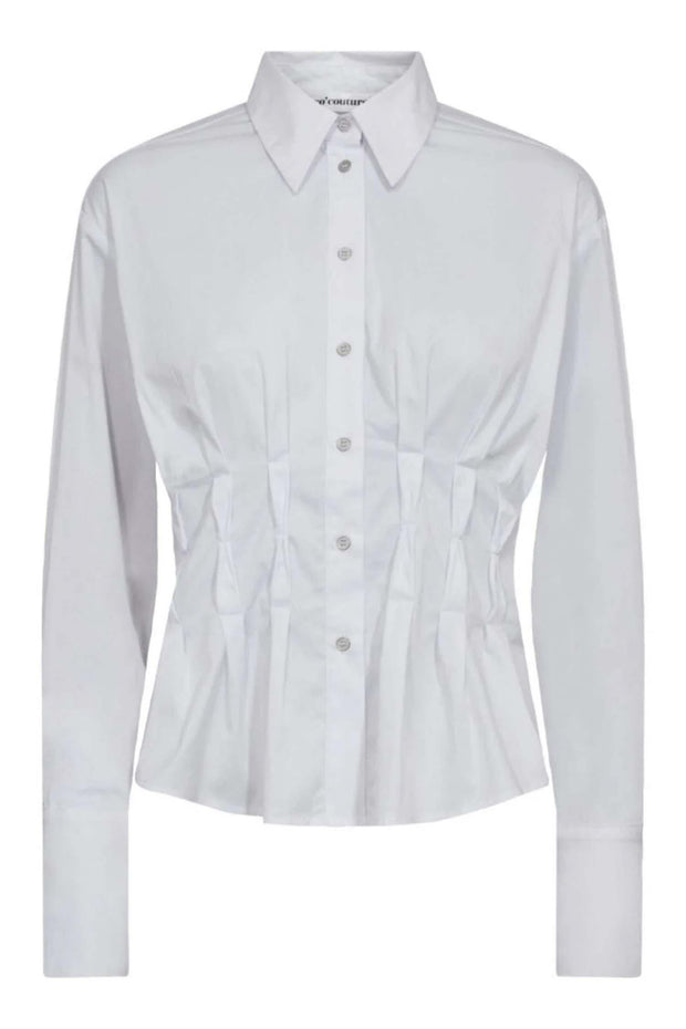 PoppyCC Pleat Waist Shirt - White
