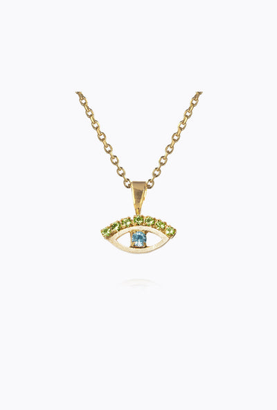 Petite Greek Eye Necklace - Green/Blue