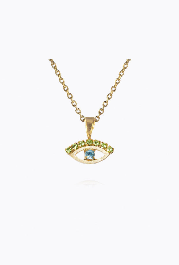 Petite Greek Eye Necklace - Green/Blue