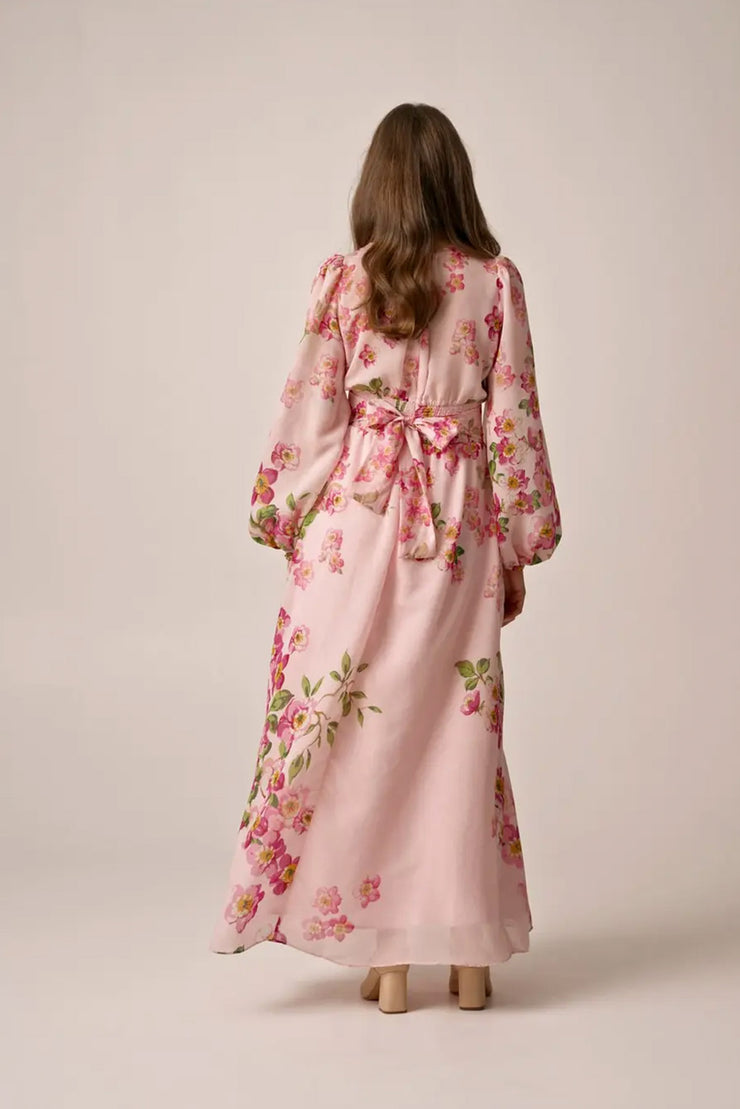Viscose V-Neck Dress - Cherry Blossom