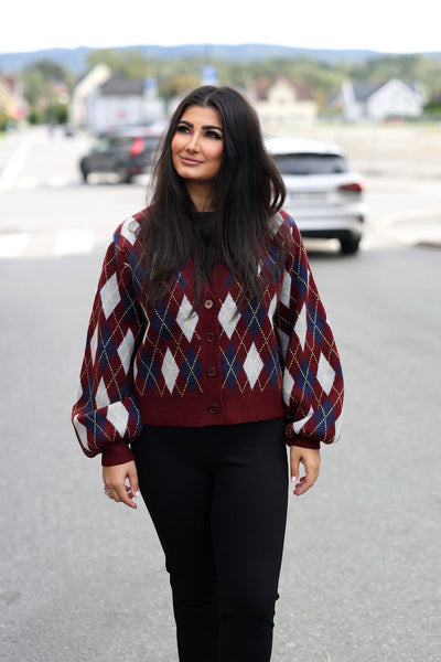 RowCC Check Cardigan - Winered