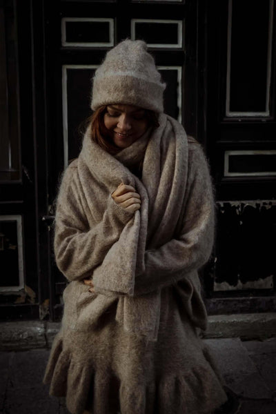 Boxy XL Scarf - Beige Melange