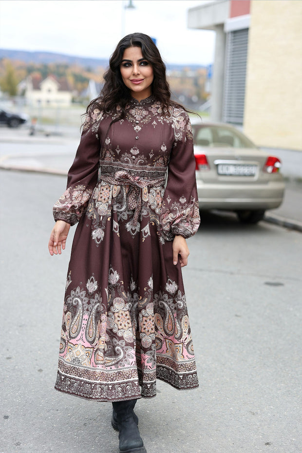 Embroidery Fall Dress - Choco