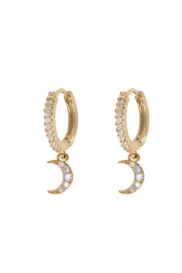 Eliza - Moon Crystal Hoop Earrings