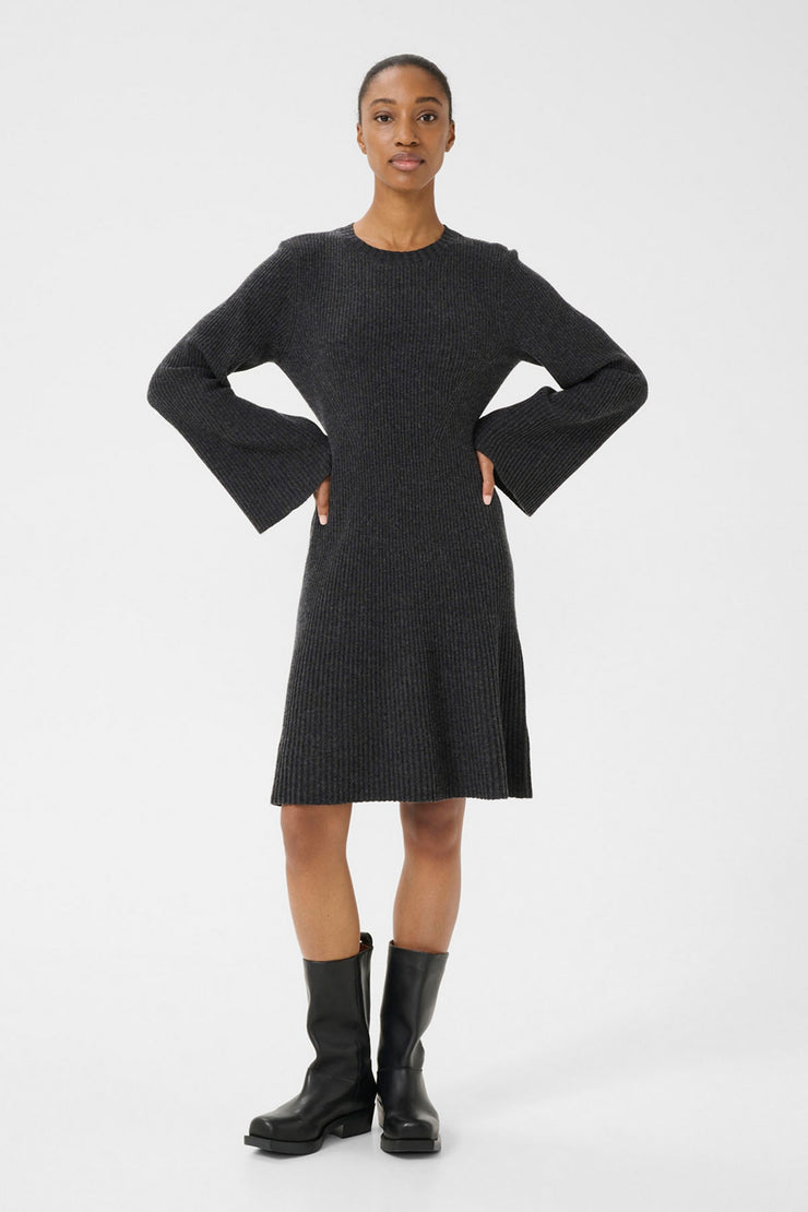 AntaliGZ Wool Short Dress - Charcoal Melange