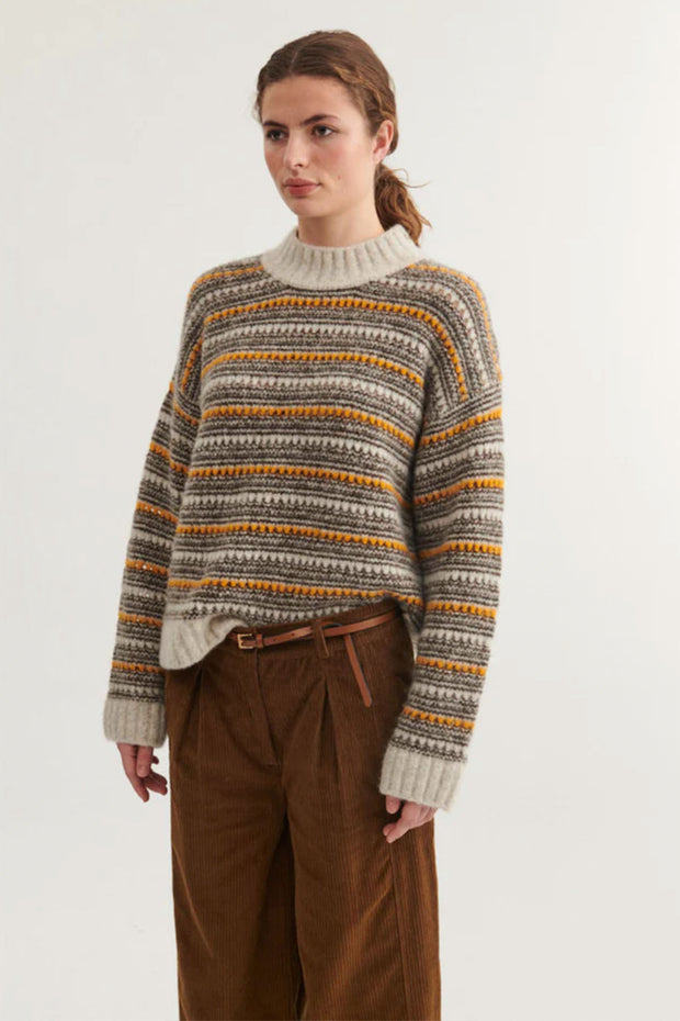 Sally High Neck -Light Grey Melange/Carafe