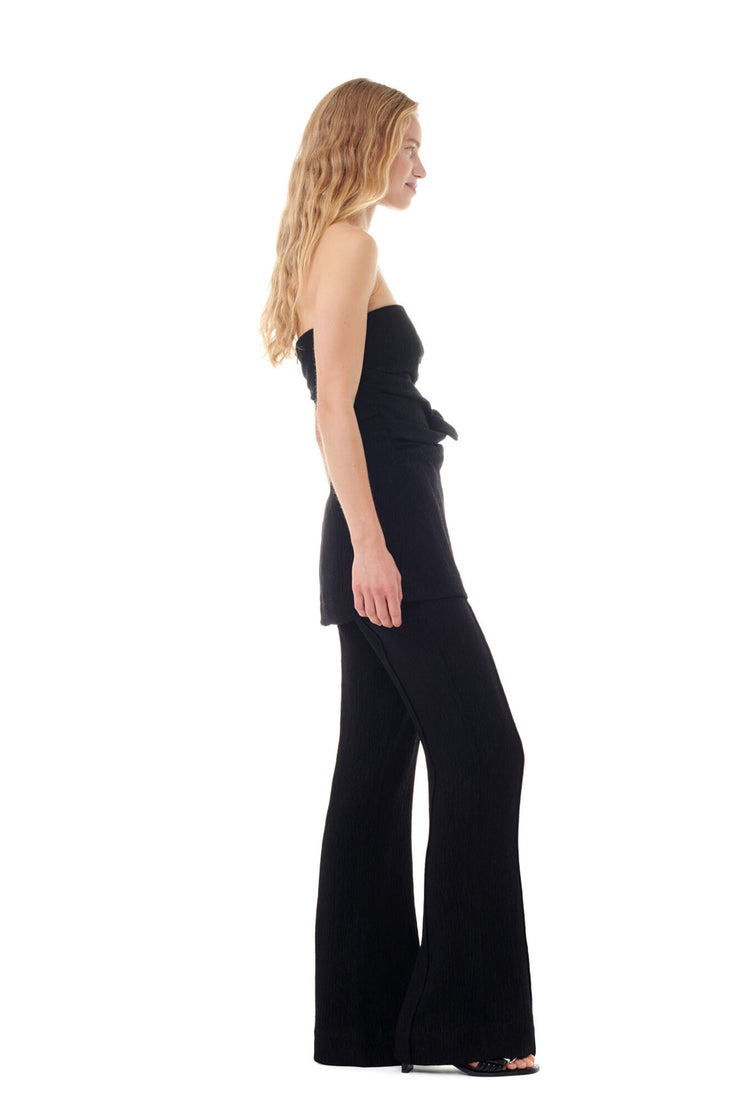 Viscose Stretch Crepe Strapless Top - Black