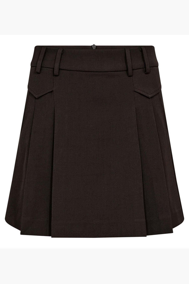 LunaCC Pocket Pleat Mini Skirt - Dark Brown