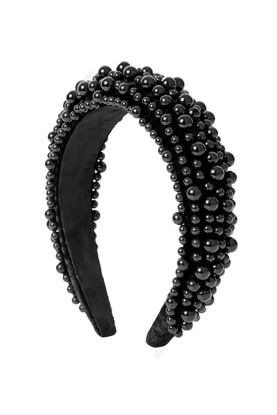 Pearly Velvet Hair Band - Black