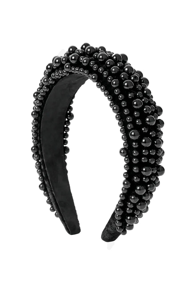 Pearly Velvet Hair Band - Black