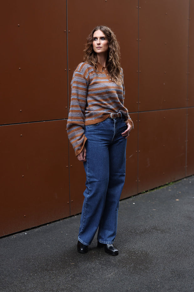 W Wide Jeans - Mid Blue