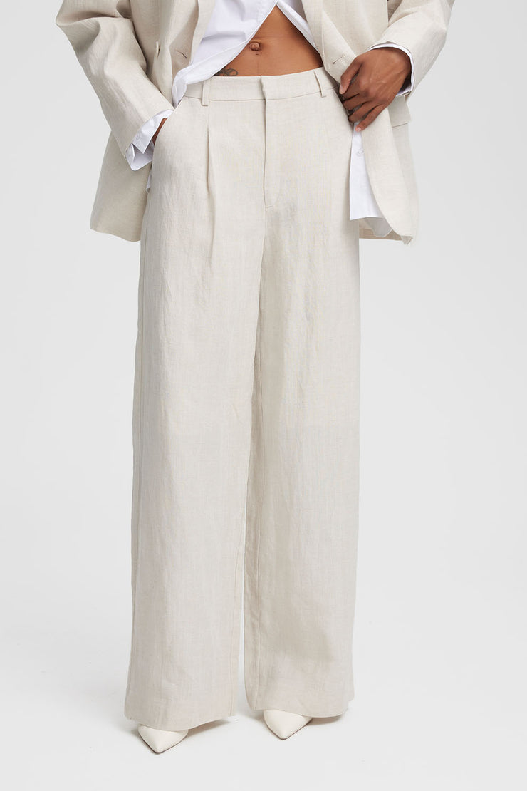 LizaGZ Linen HW Pants - Tammy Light Sand