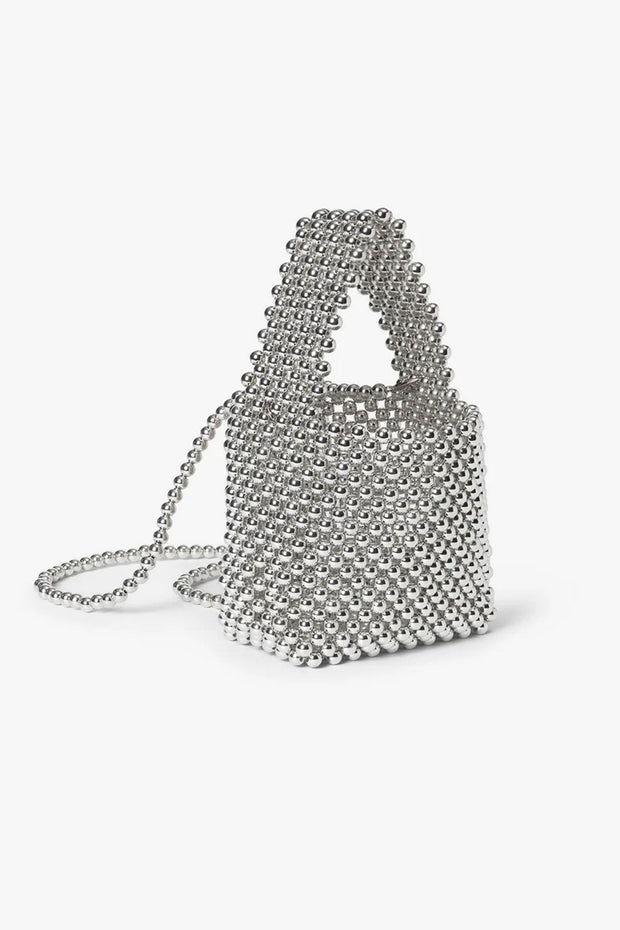 Beaded Chrome Handbag - Silver