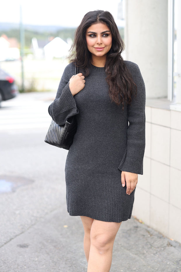 AntaliGZ Wool Short Dress - Charcoal Melange