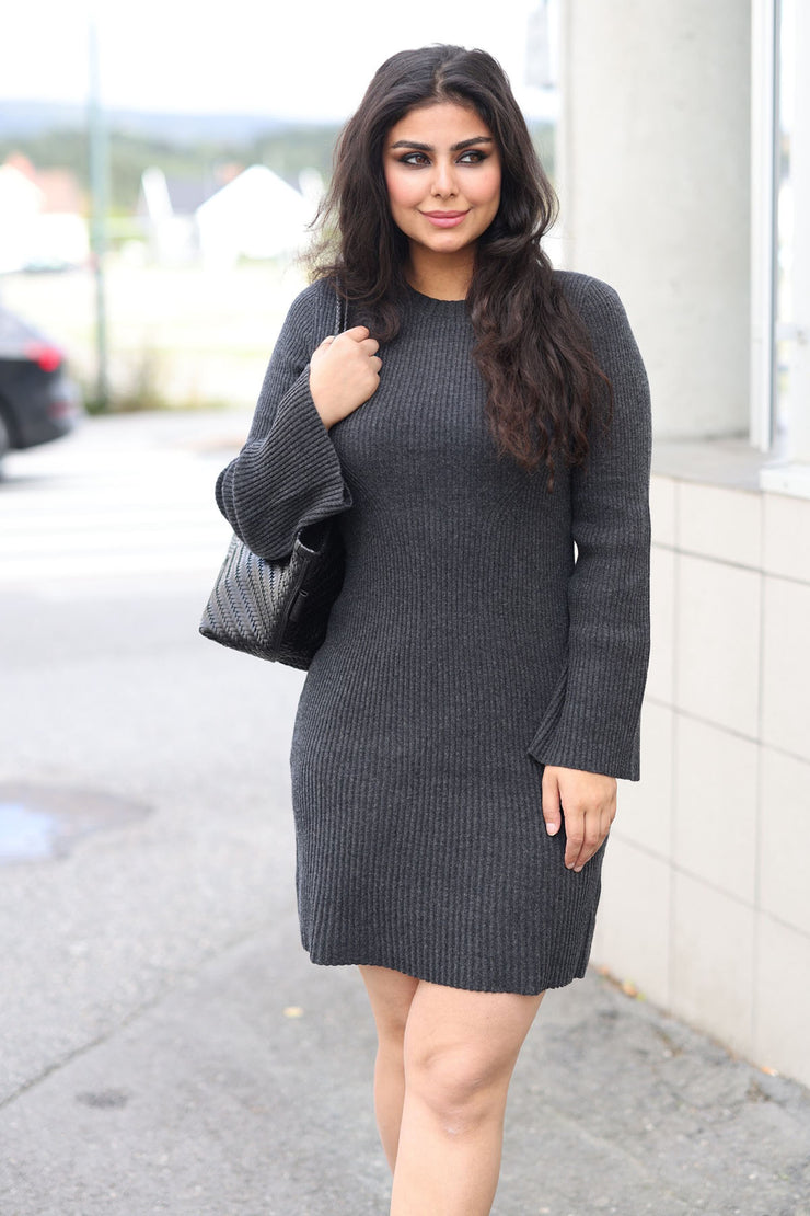 AntaliGZ Wool Short Dress - Charcoal Melange