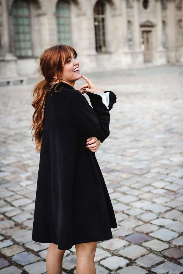 Cord Coat Dress - Black