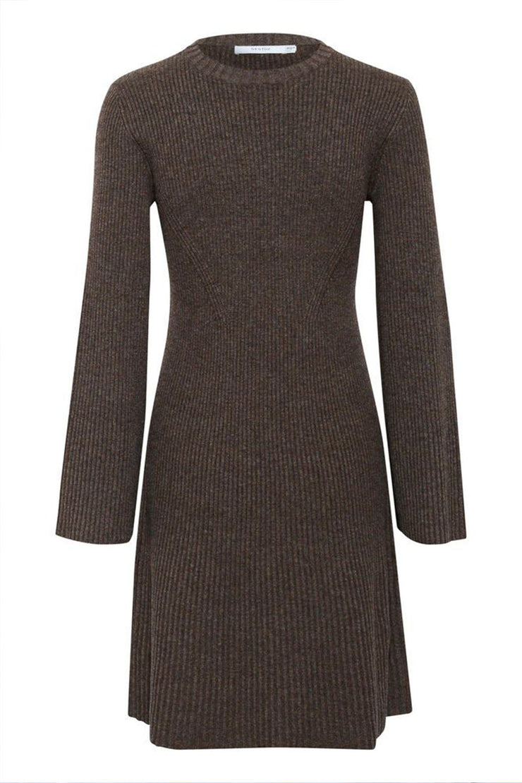 AntaliGZ Wool Short Dress - Chestnut Melange