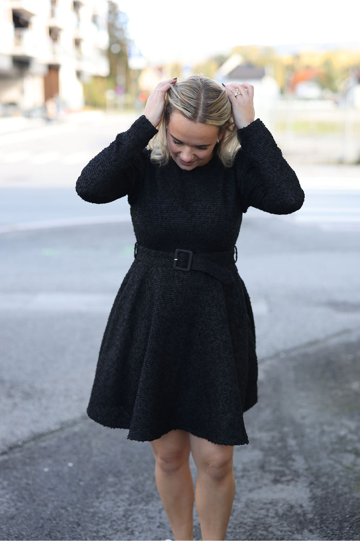 Boucle Belt Dress - Black