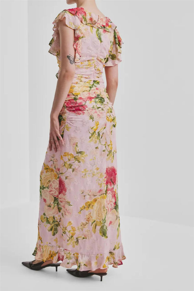 Georgette Rouchin Dress - Blush Flowers