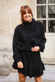Knit Frill Skirt - Black