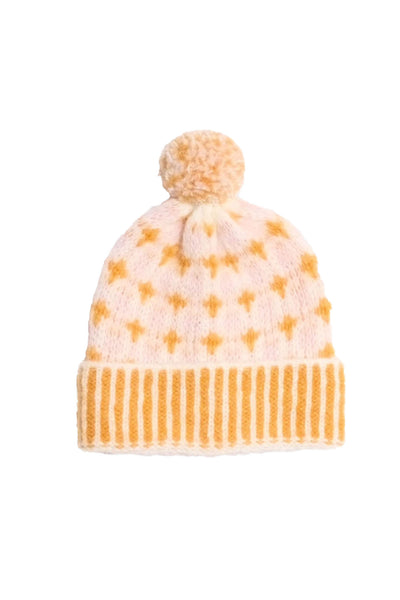 Norwegian Wool Beanie - Orange mix