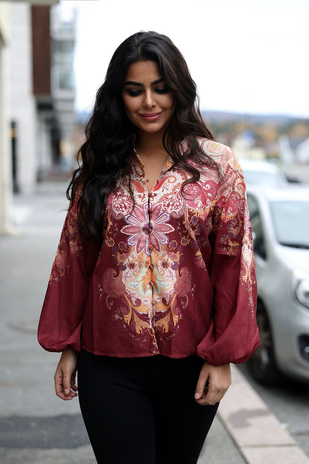 Embroidery Blouse - Burgundy