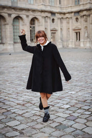 Cord Coat Dress - Black