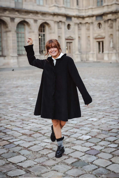 Cord Coat Dress - Black
