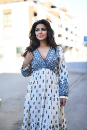 Maxidress With Pattern - Blue