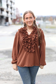 Frill Blouse - Chocolate