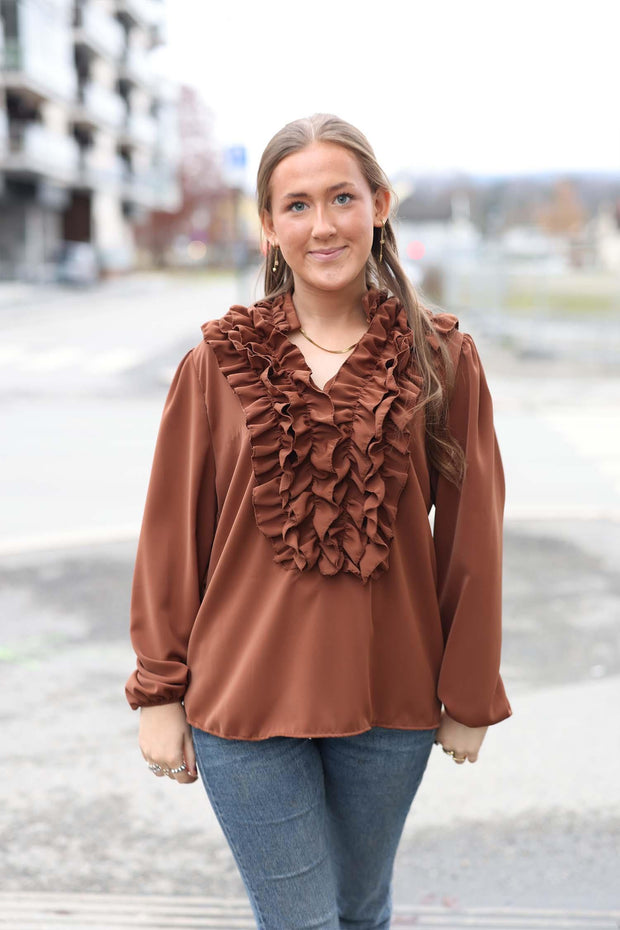 Frill Blouse - Chocolate