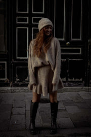 Knit Frill Skirt - Beige Melange