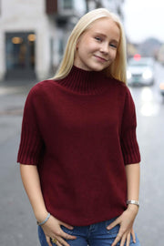 Highneck Shortsleeved Knit - Bordeaux