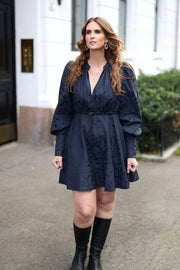 Jacquard Mini Dress - Leaves
