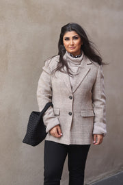 Brook Check Blazer - Taupe Herringbo