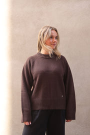 W Wool Crew - Dk. Brown