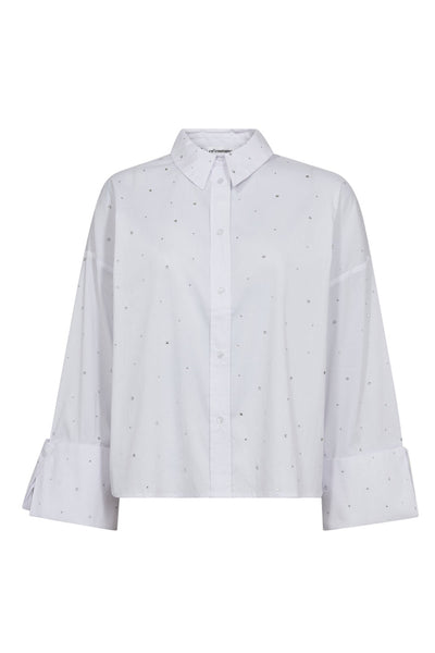 LeniCC Wide Cuff Stone Shirt - White