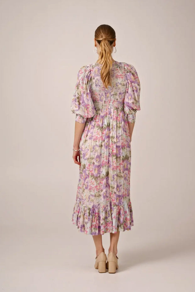 Bohemian Smocking Dress - Brushed Flowers