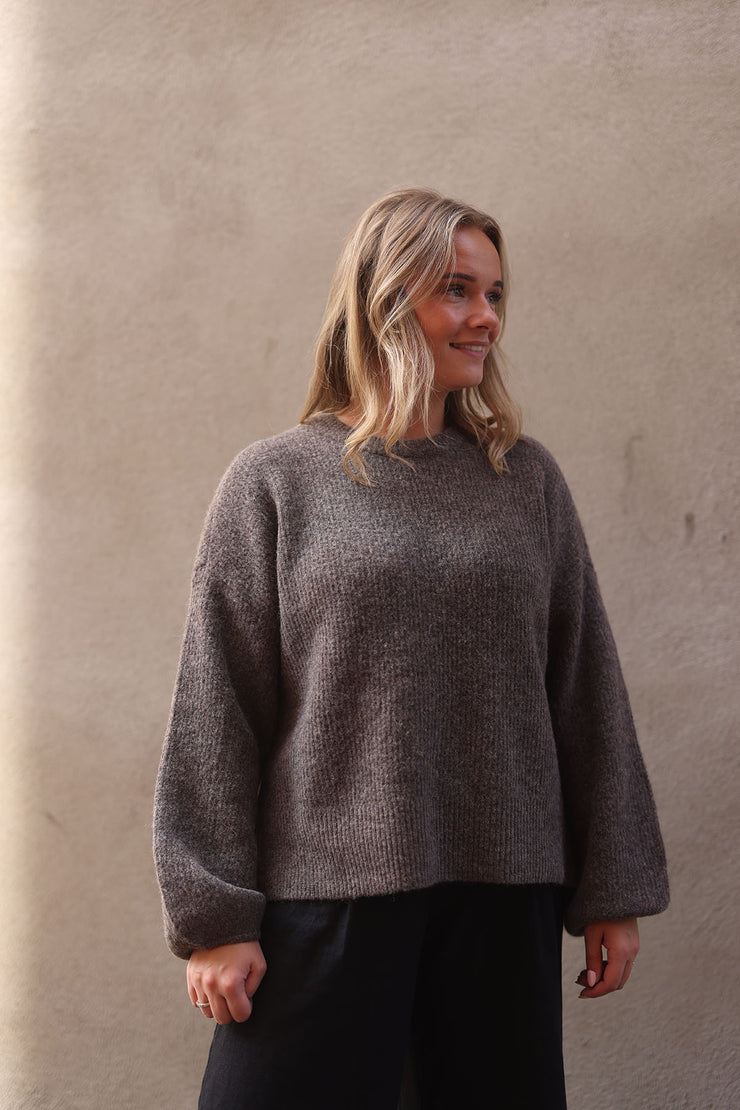 GZalpha Slit Pullover - Chestnut Melange