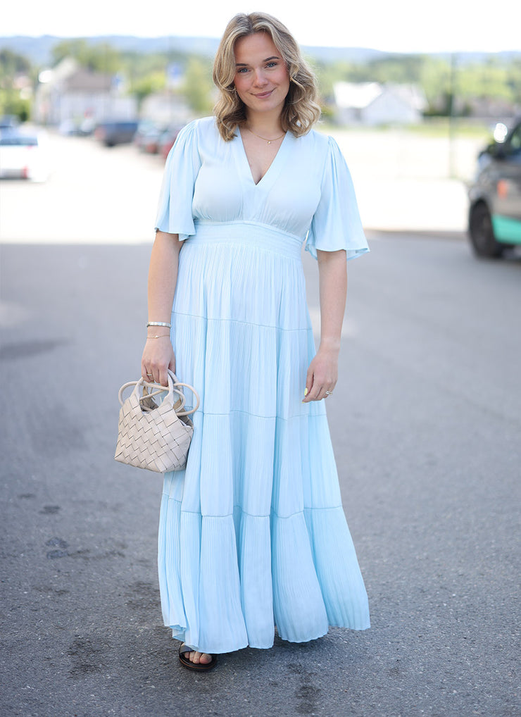 Angie Solid Dress Long - Light Blue