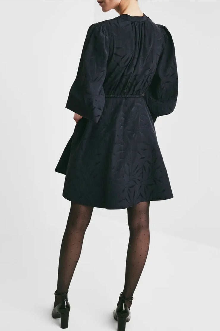 Jacquard Mini Dress - Leaves