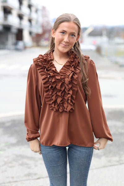 Frill Blouse - Chocolate