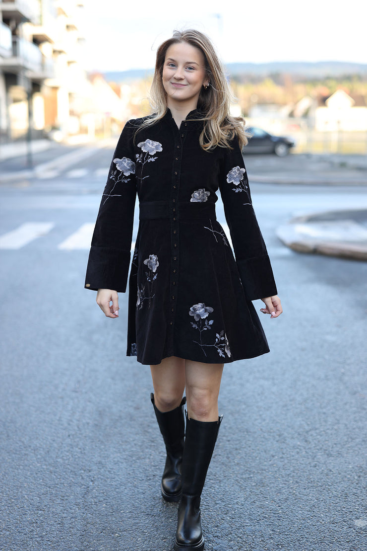 Cord Mini Dress - Black