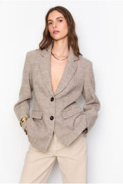 Brook Check Blazer - Taupe Herringbo