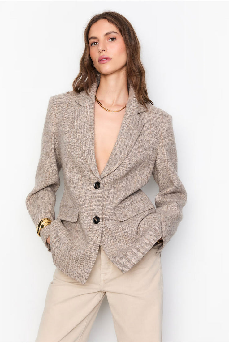 Brook Check Blazer - Taupe Herringbo