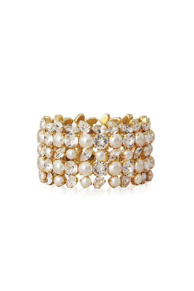 Multi Cuff Bracelet - Pearl/Crystal