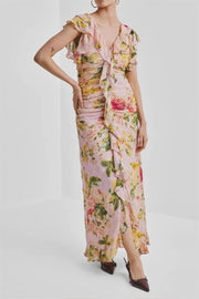 Georgette Rouchin Dress - Blush Flowers