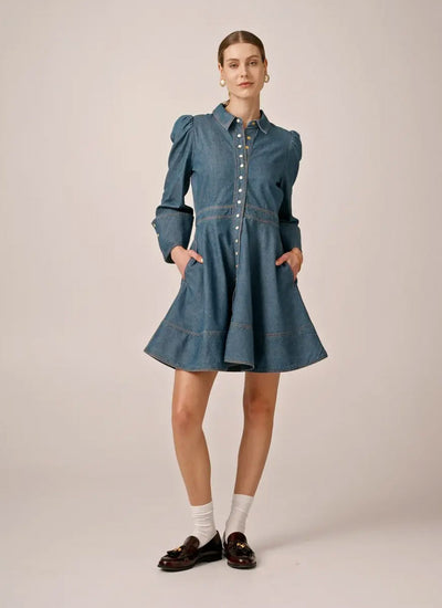 Denim Mini Dress - French Blue