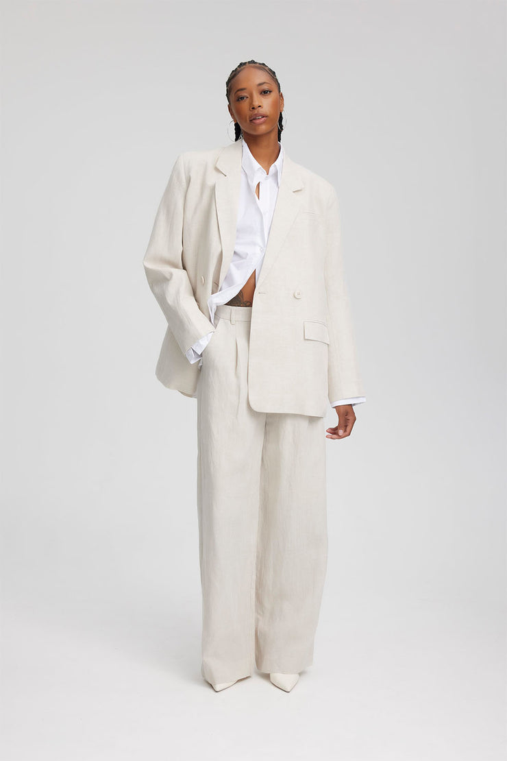 LizaGZ Linen HW Pants - Tammy Light Sand